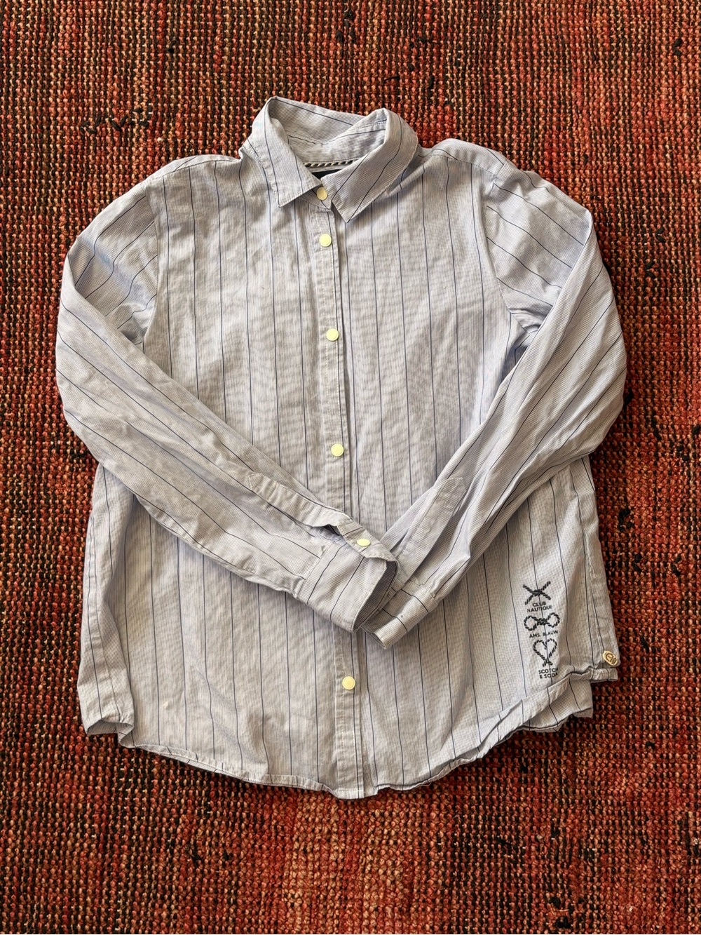 Scotch & Soda Girls Blue Pinstripe Button-Up